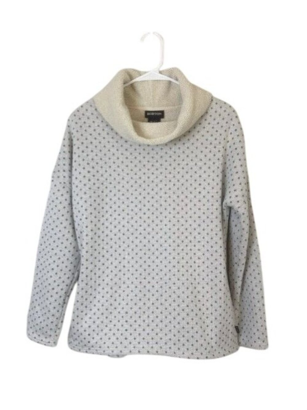 Burtons Women M Small Ellmore Ski Pullover Sweater Lined Fleece Gray White comfy